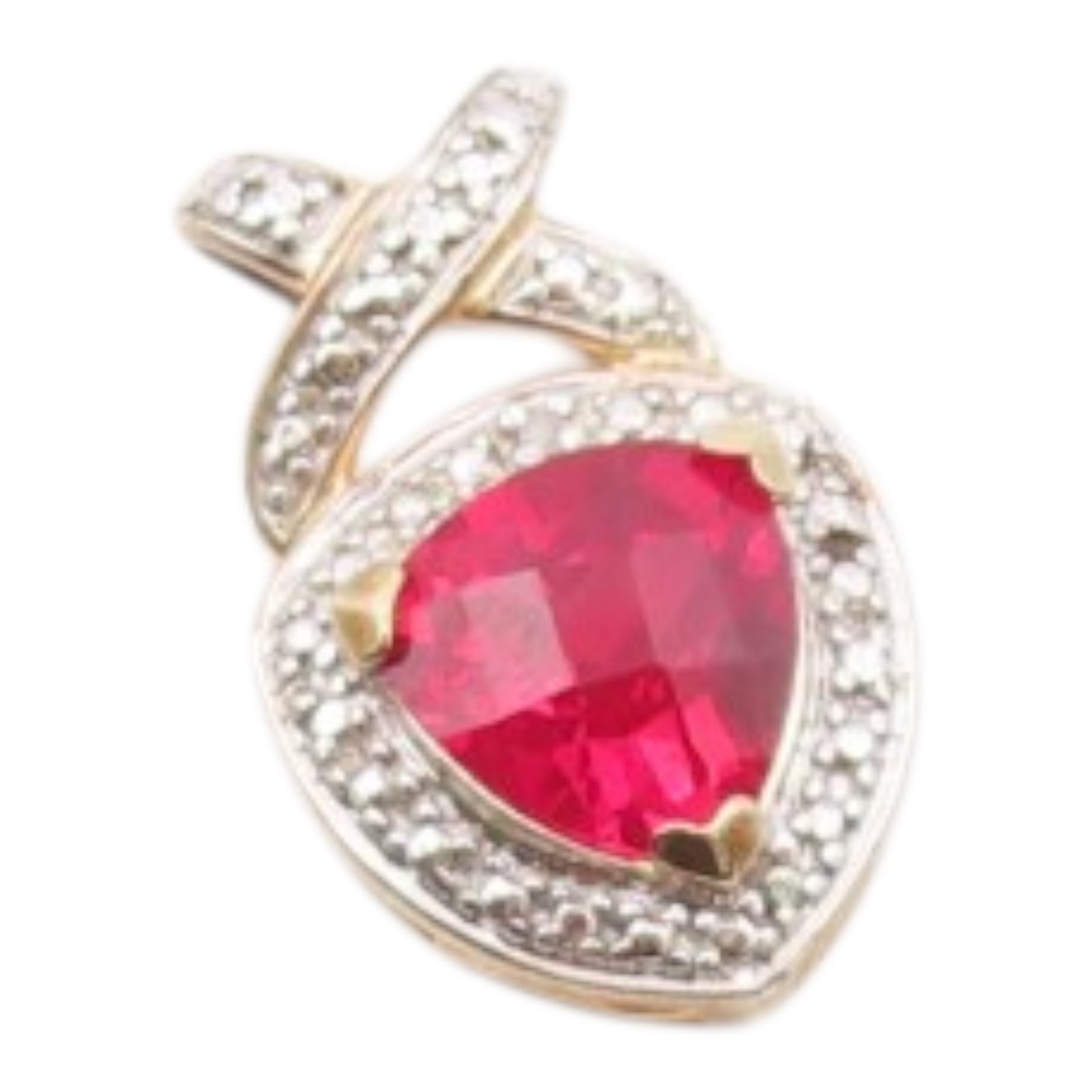 925 Sterling Silver  Vintage Pink Topaz Shiny Two Tone Pendant  PT16546