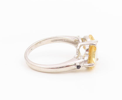 925 Sterling Silver Vintage Ring Elegant Citrine Statement Band  Sz 7.5  RG36135