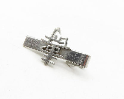 925 Sterling Silver  Vintage Shiny Chinese Character Tie Clip  TR1776