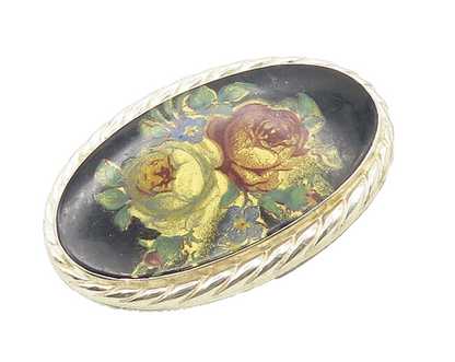 KORDES & LICHTENFELS 925 Sterling Silver Vintage Enamel Floral Brooch Pin BP7284
