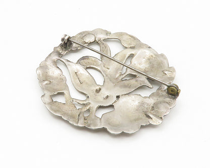 925 Sterling Silver  Vintage Floral Vine Wreath Motif Brooch Pin  BP5319