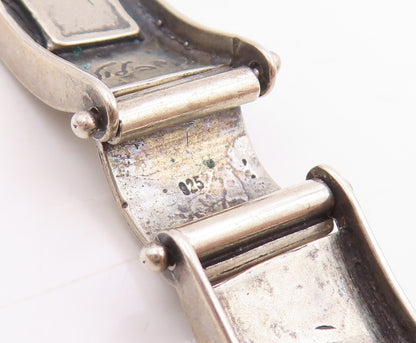 925 Sterling Silver Vintage Bracelet SHABLOOL ISRAEL Opal Hammered Link  BT11443