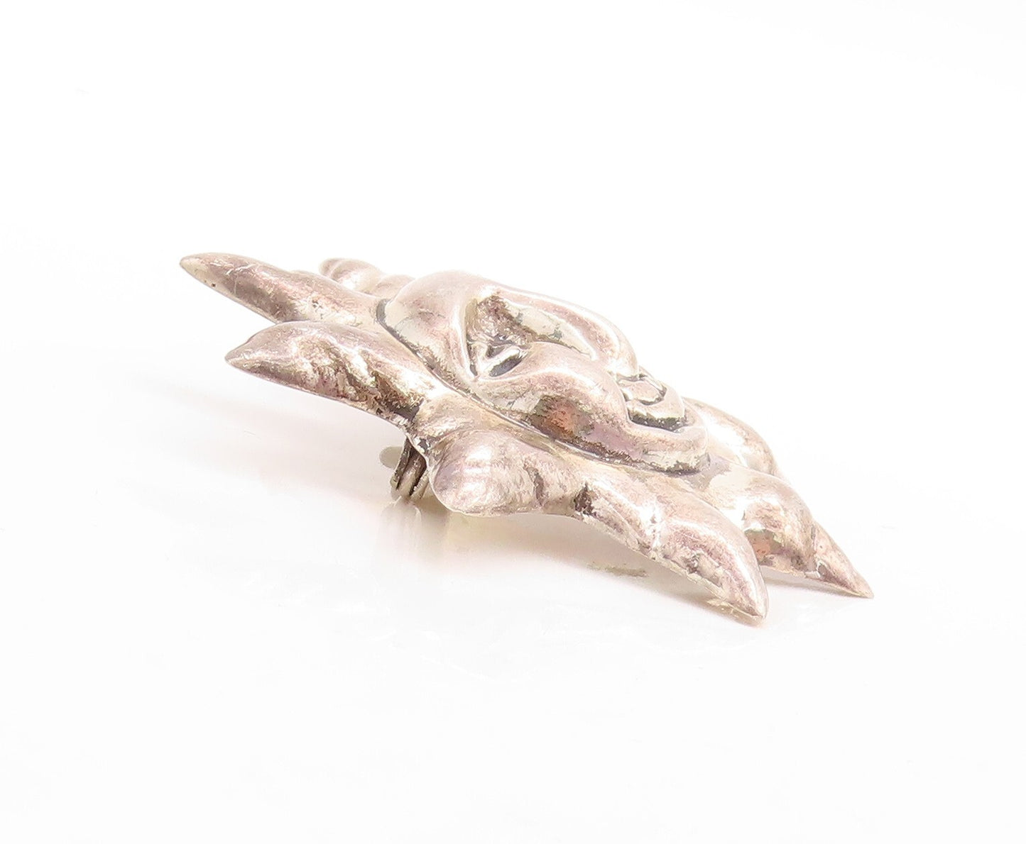 925 Sterling Silver Vintage Brooch Pin Puffed Happy Sun Cutout  BP11443