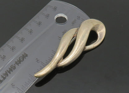 925 Sterling Silver  Vintage Shiny Smooth Swirl Brooch Pin  BP8591