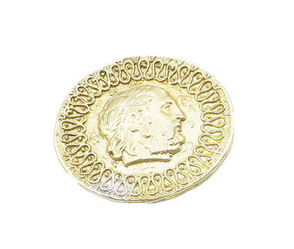 GEORGE 925 Silver  Vintage Face Profile Gold Plated Round Brooch Pin  BP7695