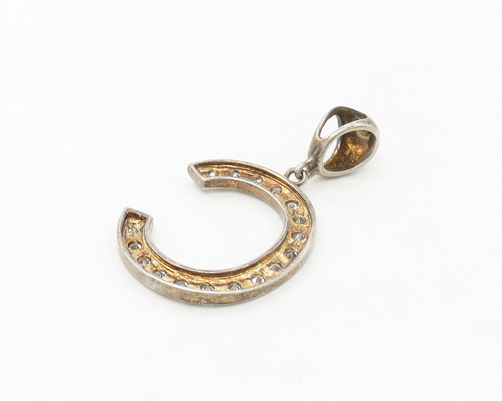 925 Sterling Silver  Vintage Cubic Zirconia Letter C Shiny Pendant  PT13782