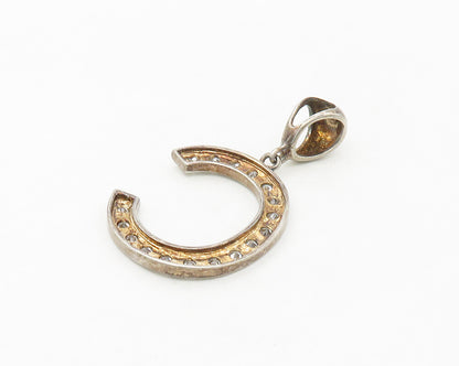925 Sterling Silver  Vintage Cubic Zirconia Letter C Shiny Pendant  PT13782