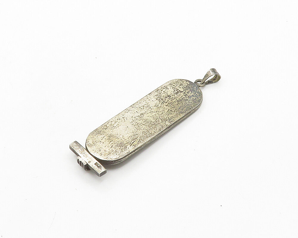 MIDDLE EAST 925 Sterling Silver Vintage Hieroglyphics Cartouche Pendant PT15449