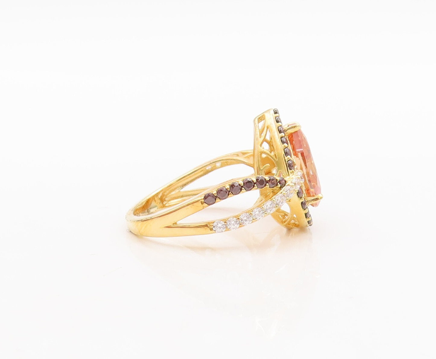 925 Sterling Silver Vintage Ring Gold Plated Designer Gemstones  Sz 7  RG29476
