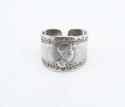 925 Sterling Silver  Vintage Woman Profile Tapered Band Ring Sz 9  RG4862