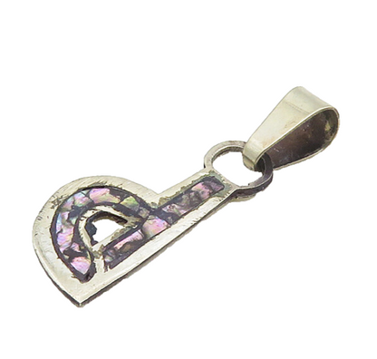 MEXICO 925 Sterling Silver  Vintage Abalone Shell Letter P Pendant  PT14217
