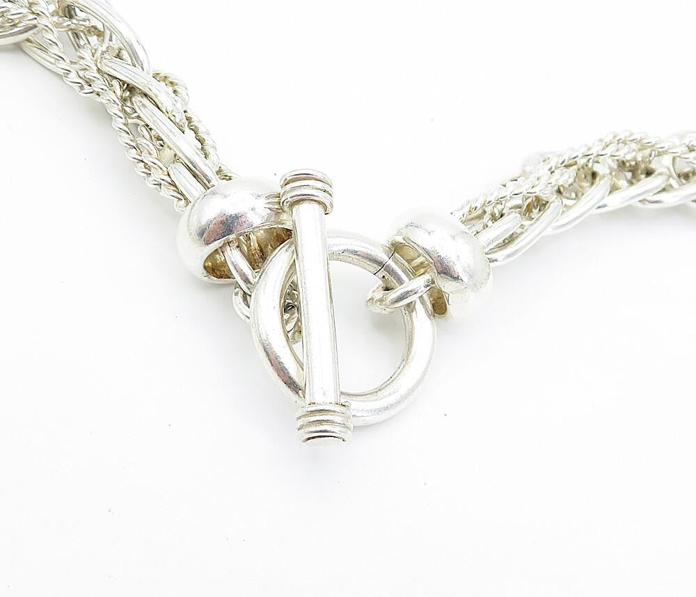 MEXICO 925 Sterling Silver  Vintage Shiny Twist Link Chain Necklace  NE1170