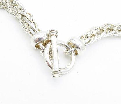 MEXICO 925 Sterling Silver  Vintage Shiny Twist Link Chain Necklace  NE1170