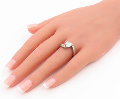 925 Sterling Silver Vintage Ring Classic CZ Solitaire Bypass Band  Sz 7  RG35736