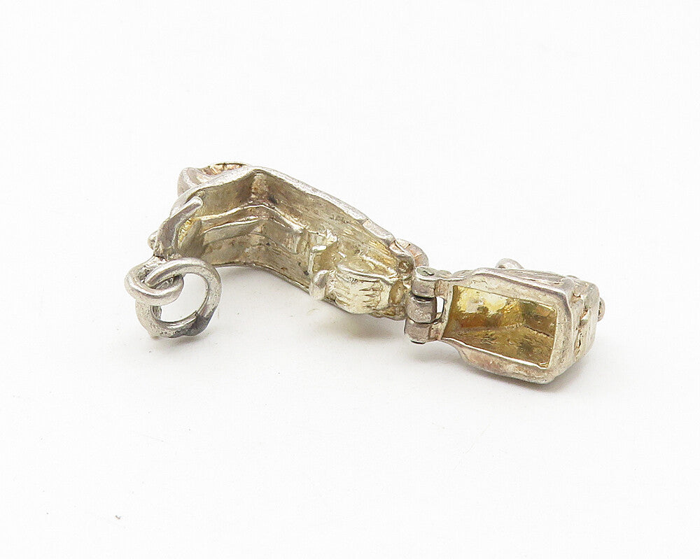 925 Sterling Silver  Vintage Dark Tone Motor Scooter Pendant (OPENS)  PT8886