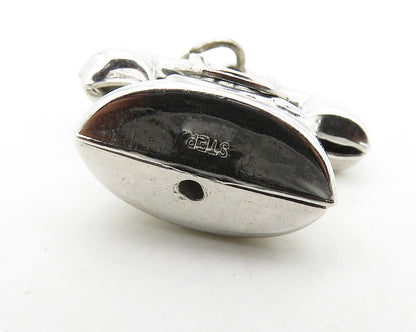 925 Sterling Silver  Vintage Shiny Old Fashioned Telephone Pendant  PT15480