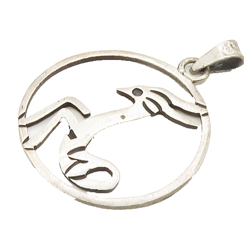 MEXICO 925 Sterling Silver  Vintage Prancing Deer Etched Pendant  PT14302