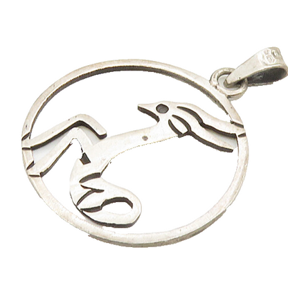 MEXICO 925 Sterling Silver  Vintage Prancing Deer Etched Pendant  PT14302