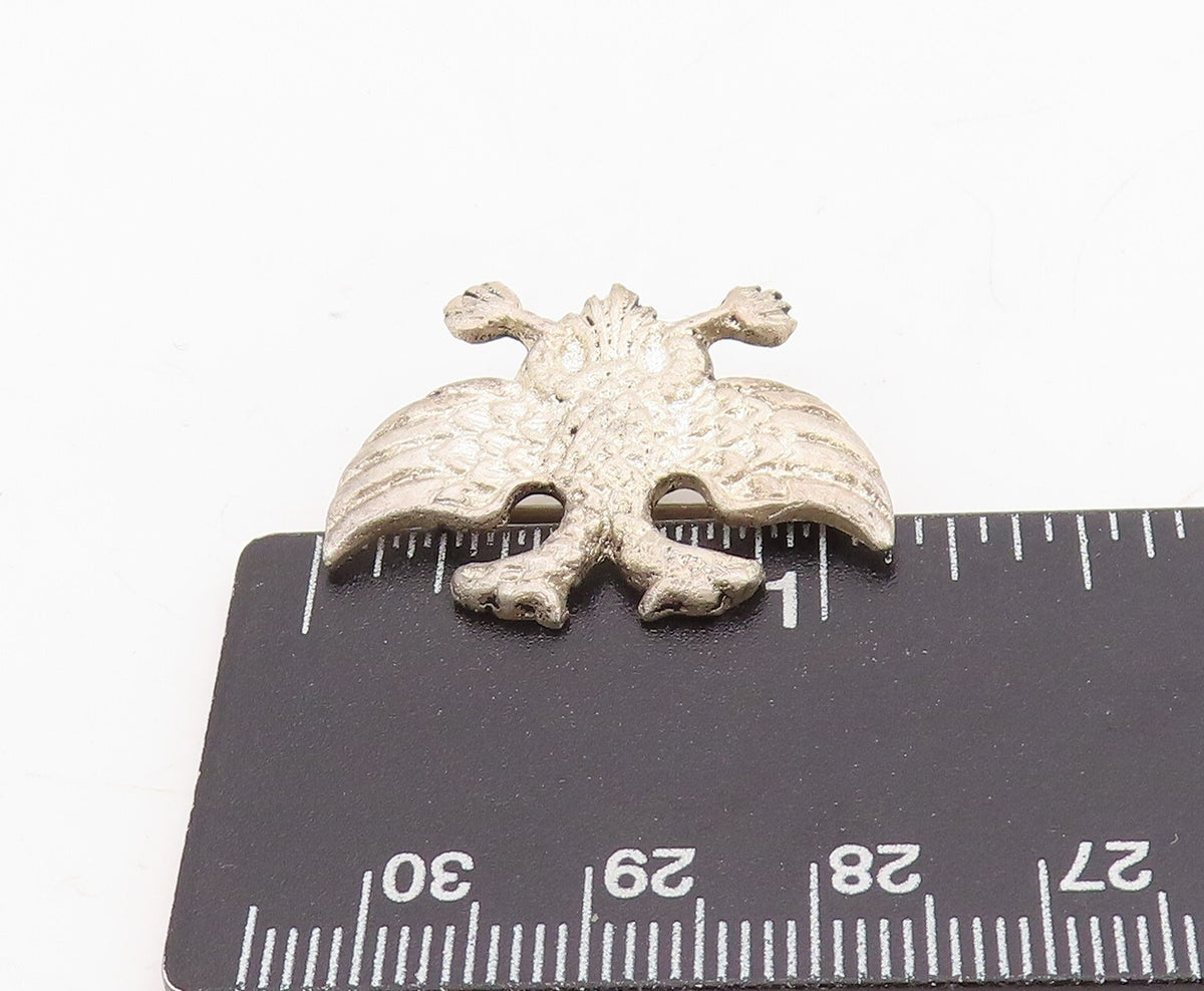 925 Sterling Silver Vintage Brooch Modernist Carved Two Faced Dragon  BP11474