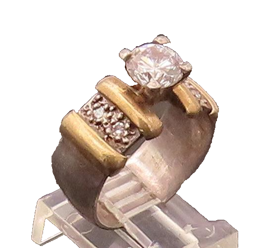 14k GOLD & 925 Silver  Vintage Minimalist CZ Multi Stone Ring Sz 8.25  RG26748