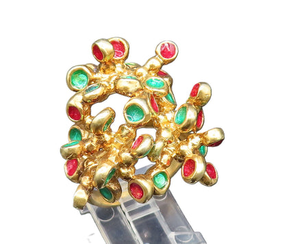 925 Sterling Silver  Vintage Gold Plated Enamel Cluster Ring Sz 9.5  RG25544