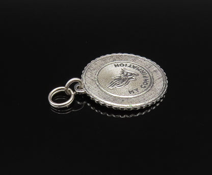 925 Sterling Silver Vintage My Confirmation Prayer Hands Medal Pendant PT21496