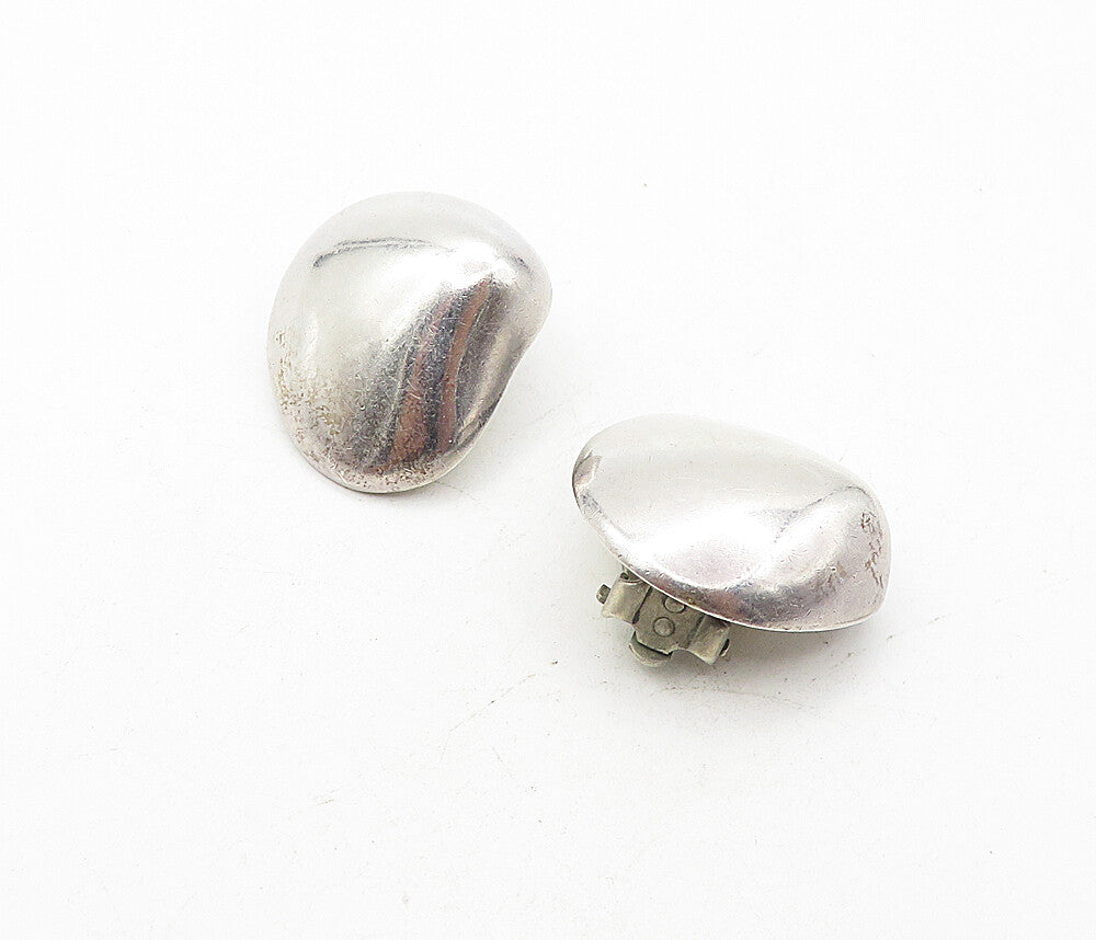 MEXICO 925 Sterling Silver  Vintage Shiny Hollow Non Pierce Earrings  EG3830