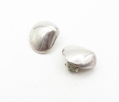 MEXICO 925 Sterling Silver  Vintage Shiny Hollow Non Pierce Earrings  EG3830