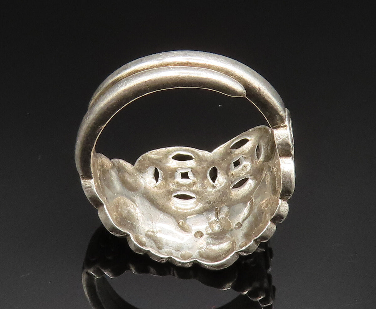 EUROPEAN 925 Silver Vintage Interlocking Circle Spiral Wrap Ring Sz 8 RG24954