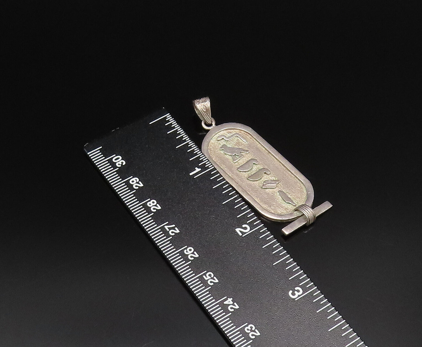MIDDLE EAST 925 Silver  Vintage Carved Bird & Symbols Medal Pendant  PT21724
