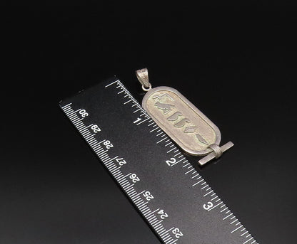 MIDDLE EAST 925 Silver  Vintage Carved Bird & Symbols Medal Pendant  PT21724