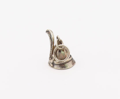 925 Sterling Silver  Vintage Dark Tone Robbin Hood Hat Pendant  PT16726