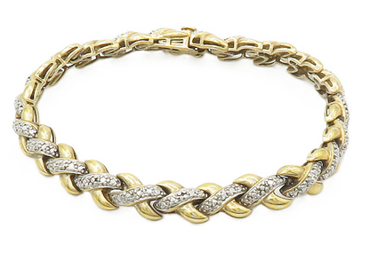 ROSS SIMON 925 Silver  Genuine Diamonds Gold Plated Chain Bracelet  BT6438