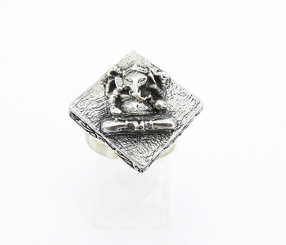 925 Sterling Silver  Vintage Ganesha Hindu God Cocktail Ring Sz 6  RG7839