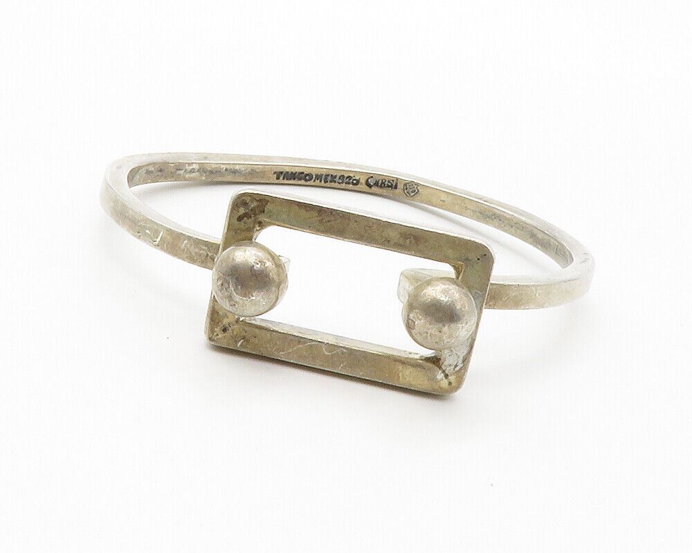 CARSI TAXCO 925 Silver  Vintage Smooth Open Square Hook Bangle Bracelet  BT5622