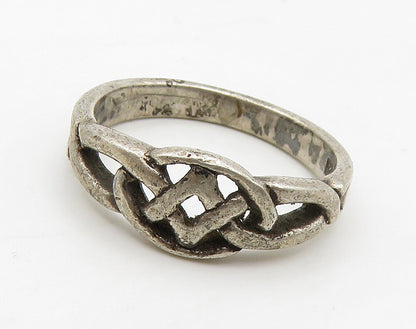 925 Sterling Silver  Vintage Celtic Knot Dark Tone Band Ring Sz 5.5  RG16150