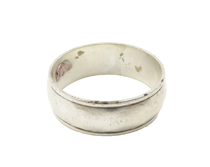 ESPO 925 Silver  Vintage Minimalist Raised Edge Smooth Band Ring Sz 9  RG10393