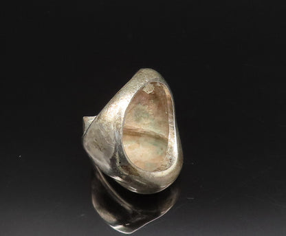 925 Sterling Silver  Vintage Modernist Teardrop Shaped Ring Sz 9  RG25687