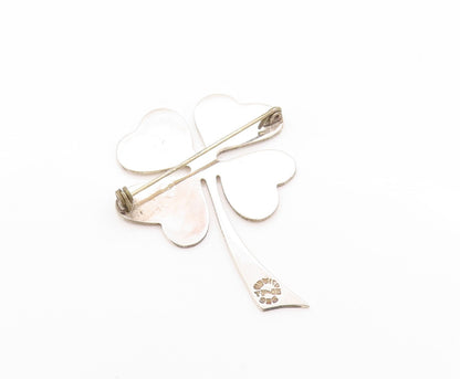 925 Sterling Silver Vintage Brooch MEXICO Large Cutout Clover  BP11612