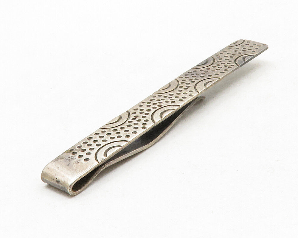 TAXCO 925 Sterling Silver  Vintage Chiseled Dotted Pattern Tie Clip  TR1952
