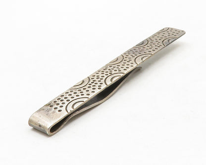 TAXCO 925 Sterling Silver  Vintage Chiseled Dotted Pattern Tie Clip  TR1952