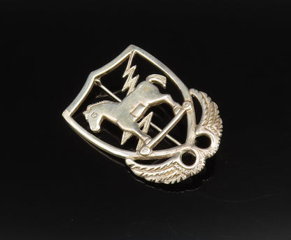 925 Sterling Silver  Vintage Horse & Lightning Cutout Brooch Pin  BP10003