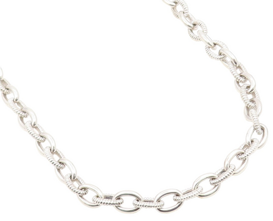 18k Gold & 925 Sterling Silver Vintage Necklace JUDITH RIPKA CZ Chain  NE4854