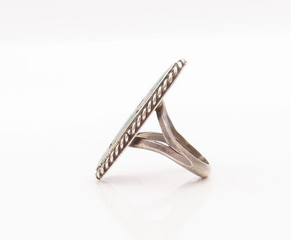 925 Sterling Silver Vintage Ring NAVAJO Oval Inlay Turquoise  Sz 6.5  RG28488