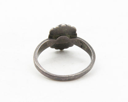 POST BELL TRADING 925 Silver  Vintage Green Jasper Band Ring Sz 6.5  RG10158