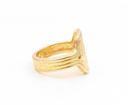925 Sterling Silver Vintage Ring Gold Plated Geometric Hexagon Band Sz 7 RG35209