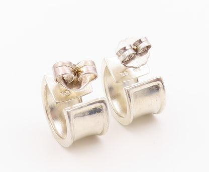 14k Gold & 925 Sterling Silver Vintage Earrings THISTLE & BEE Wide Hoop  EG14390