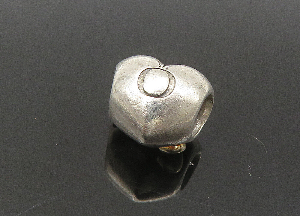 PANDORA 925 Silver & 14K GOLD  Vintage Two Tone Heart Slide Pendant  PT18009