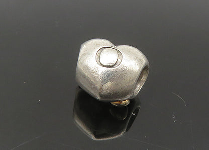 PANDORA 925 Silver & 14K GOLD  Vintage Two Tone Heart Slide Pendant  PT18009