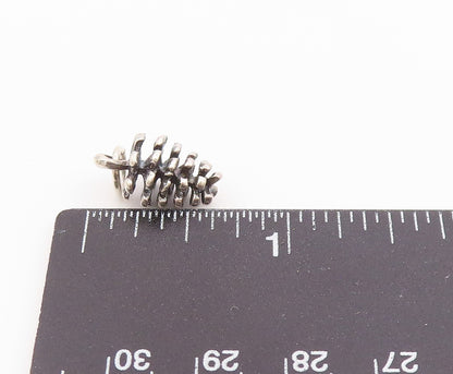 925 Sterling Silver  Vintage Petite Dark Tone Pine Cone Motif Pendant  PT17290